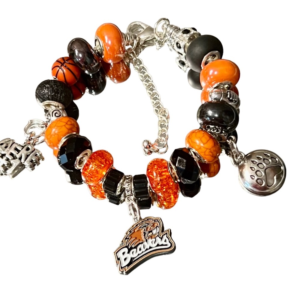 Oregon State Beavers Inspired Beaded Charm Bracelet